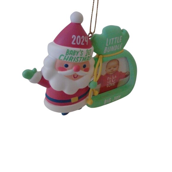 2024 Hallmark LITTLE BUNDLE BIG JOY Ornament BABY'S 1st CHRISTMAS Photo Holder - Picture 5 of 7